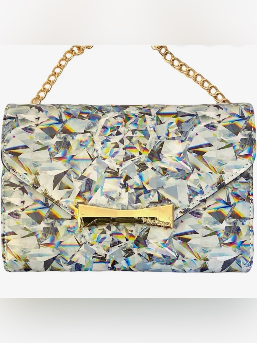 Betsey Johnson Diamond Sparkle Prismatic Geometric Diamond Wallet Crossbody Bag